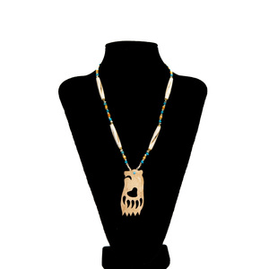 Bone Bear Necklace (Turquoise & Oyster)
